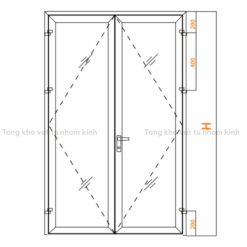 CỬA ĐI 2 CÁNH MỞ TRONG HỆ 55