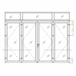 CỬA ĐI 4 CÁNH MỞ NGOÀI CÓ FIX HỆ 55