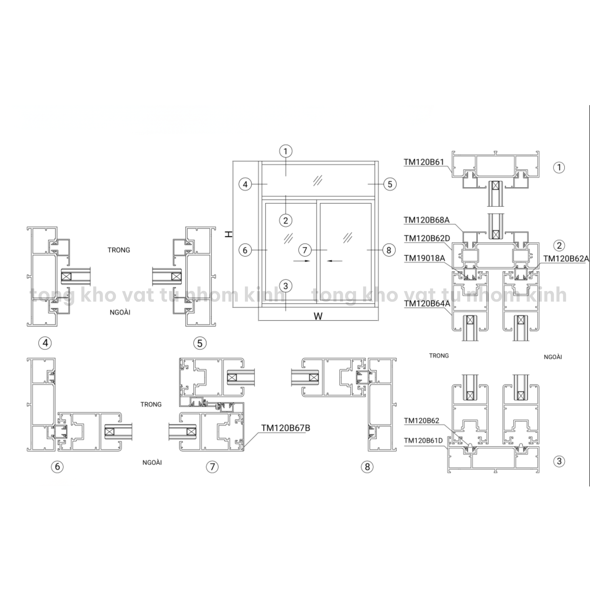 CỬA ĐI LÙA 2 RAY HỆ 120