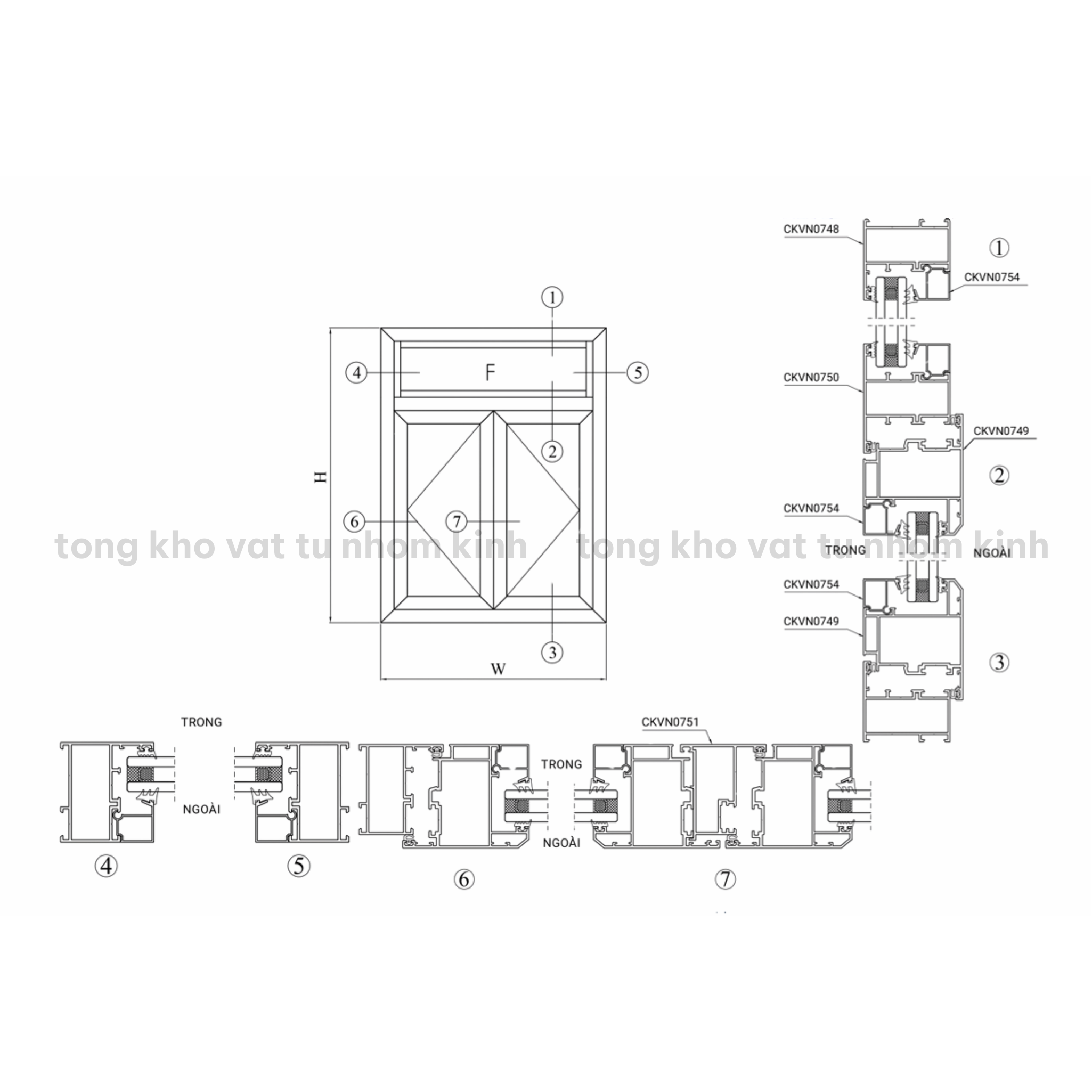 CỬA SỔ 2 CÁNH - HỆ 60 RẢNH C CHÂU ÂU