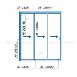 HỆ CỬA ĐI TRƯỢT XTDA 93 3 RAY