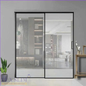 cửa 2 cánh mở trượt âm tường
